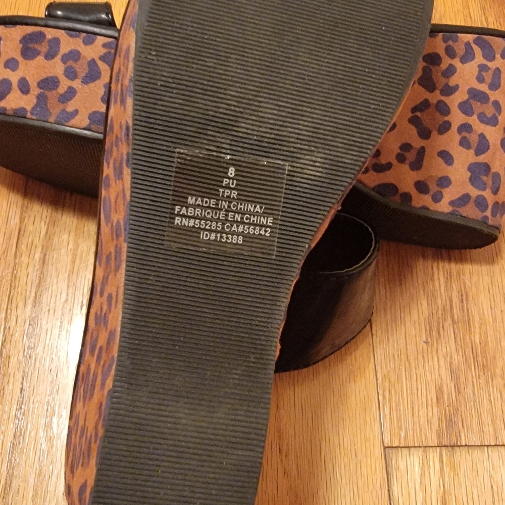 Express Patent Strap With Leopard Print Wedge San… - image 3